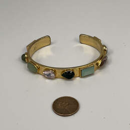 Designer J. Crew Gold-Tone Multicolor Water Drop Faux Stone Cuff Bracelet alternative image