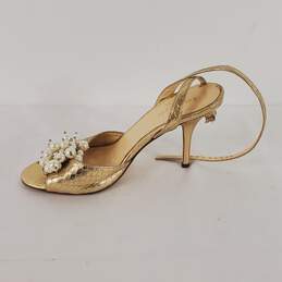 Kate Spade Bead Detailed Gold Heels 6.5
