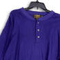 Womens Blue Long Sleeve 1/4 Button Stretch Pullover Sweater Size XL image number 3