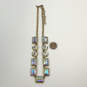 Designer J. Crew Gold-Tone Square Crystal Stone Chain Statement Necklace image number 4