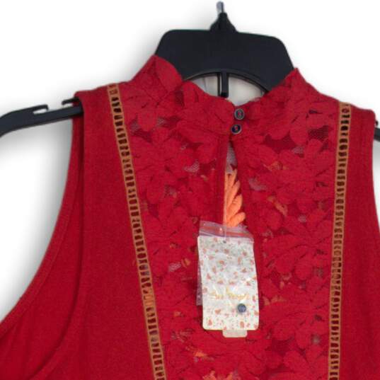 NWT Free People Womens Red Floral Sleeveless Pullover Blouse Top Size M image number 4