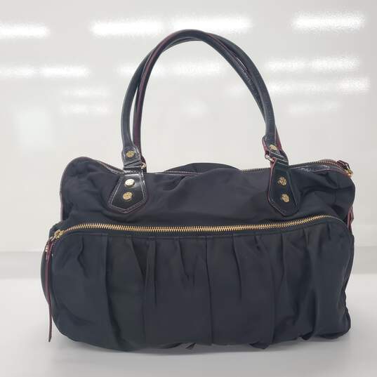 MZ Wallace Black Nylon Leather Trim Large Shoulder Bag image number 3