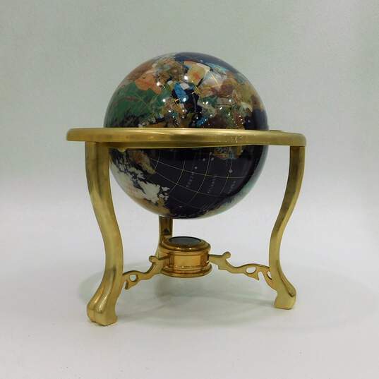 Semi-Precious Gemstone World Globe w/ Compass Stand image number 4