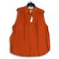 NWT Maeve Womens Orange Pleated Spread Collar Sleeveless Blouse Top Size XL image number 1