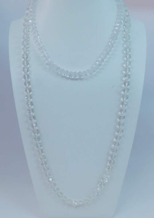 Vintage Les Bernard Silvertone Clear Crystals Beaded Layering Necklaces 88.1g image number 1