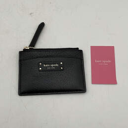 NWT Womens Black Leather Zip Card Holder Fashionable Mini Coin Wallet