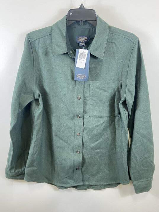 Pendleton Men Olive Green Wool Button Up Shirt M image number 1