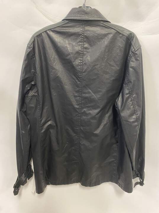 John Varvatos Men Black Leather Jacket XL image number 2