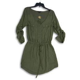 NWT American Eagle Outfitters Womens Green Roll Tab Sleeve Mini Dress Size Small