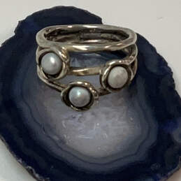Designer Pandora 925 ALE Sterling Silver Bloom Flower Pearl Band Ring