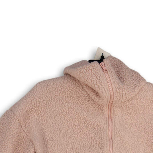 Womens Pink Long Sleeve Pockets Half Zip Sherpa Pullover Jacket Size XS image number 3