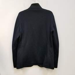 Mens Navy Blue Stand Collar Long Sleeve Pockets Button Front Jacket Size 42 alternative image