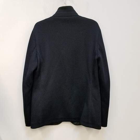 Mens Navy Blue Stand Collar Long Sleeve Pockets Button Front Jacket Size 42 image number 2