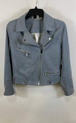 Divided H&M Womens Blue Collared Long Sleeve Full Zip Biker Jacket Size 10