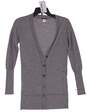 Women Gray Button Front Casual Long Sleeve Cardigan Sweater Size XS image number 4