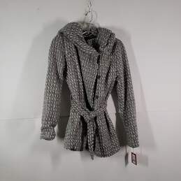NWT Womens Tweed Single Breasted Button Front Hooded Winter Coat Size Small