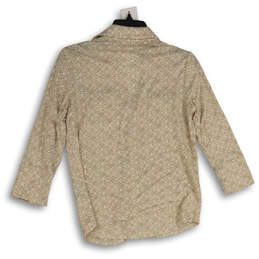 Womens Tan Geometric Spread Collar 3/4 Sleeve Button-Up Shirt Size XS alternative image