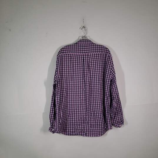 Mens Cotton Check Collared Long Sleeve Wrinkle Resistant Button-Up Shirt Size XL image number 2