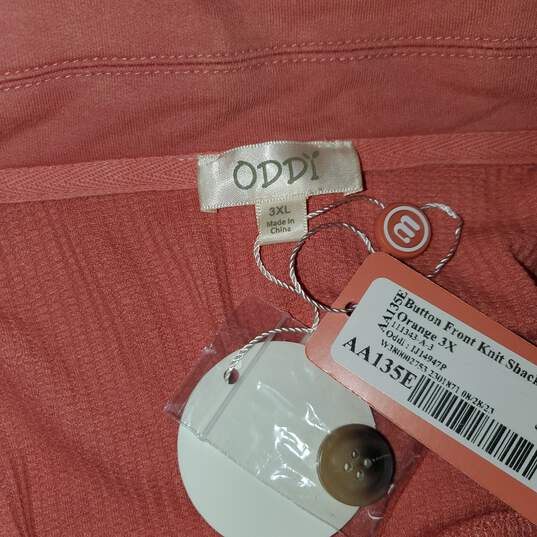 Oddi Button Front Knit Shacket Washed Orange NWT Size 3XL image number 3