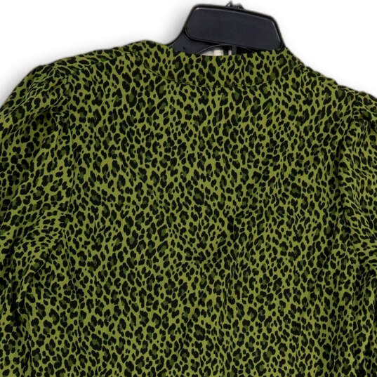 NWT Womens Green Leopard Print Tiered Long Sleeve Pullover Mini Dress Sz S image number 4