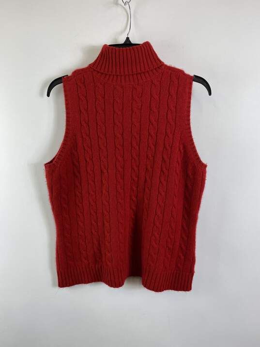 Charter Club Women Red Turtleneck Sweater Vest L image number 2