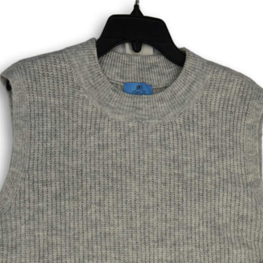 NWT Womens Gray Knitted Crew Neck Side Slit Pullover Sweater Vest Size XL image number 3