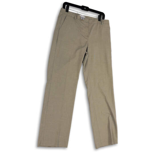 Womens Gray Flat Front Slash Pocket Straight Leg Formal Dress Pants Size 10 image number 1