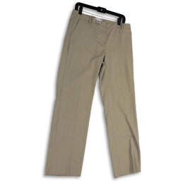 Womens Gray Flat Front Slash Pocket Straight Leg Formal Dress Pants Size 10