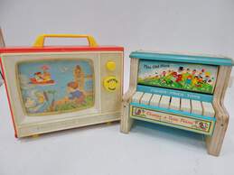 2 Vintage Fisher Price Toys Change A Tune Piano & Two Tune TV