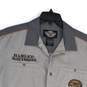 Harley-Davidson Mens Gray Orange Short Sleeve Spread Collar Button-Up Shirt Sz L image number 3