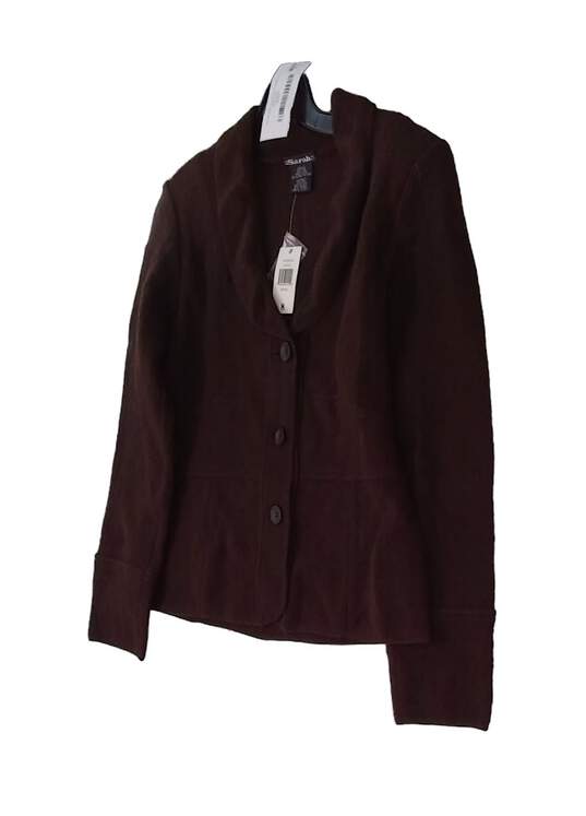 NWT Womens Brown Long Sleeve Collared Button Front Jacket Size Medium image number 2