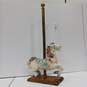 Porcelain Carousel Pony Figure on 42-Inch Pole and Wooden Stand image number 1