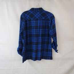 Eddie Bauer Blue Plaid Cotton Button Up Field Shirt WM Size S NWT alternative image