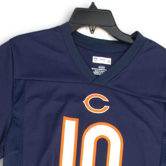 NFL Mens Navy Blue Chicago Bears Mitchell Trubisky #10 Pullover Jersey Size S image number 3