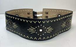 Steve Madden Black Leather Western Buckle Wide Waist Belt Cincher Size M
