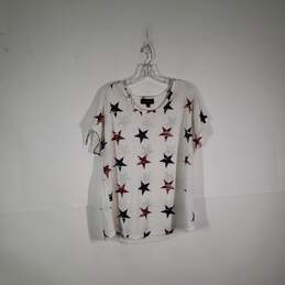 Girls Star Print Round Neck Short Sleeve Pullover T-Shirt Size 14/16