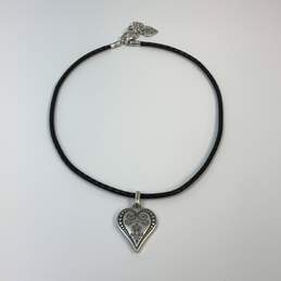 Designer Brighton Silver-Tone Leather Cord Ophelia Heart Pendant Necklace alternative image