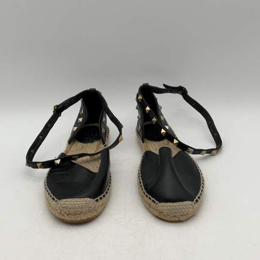 ASH Womens Black Beige Studded Adjustable Buckle Flat Espadrille Sandals Size 37 image number 3