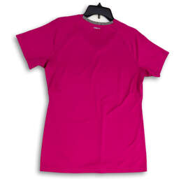 Womens Purple Climalite Techfit Short Sleeve V-Neck Pullover T-Shirt Size L alternative image