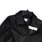 NWT Womens Black Faux Leather Quilted Button Front Motorcycle Jacket Size 1 image number 3