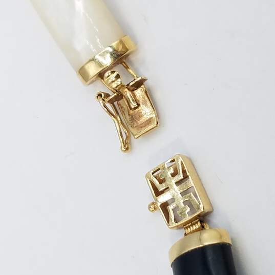 14K Gold Onyx MOP Panel Bracelet Damage 8.7g image number 3