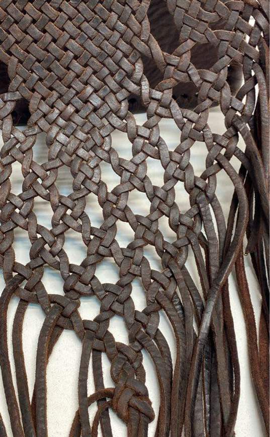Leather Woven Fringe Crossbody Bag Brown image number 2