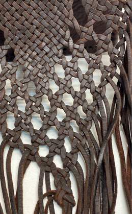 Leather Woven Fringe Crossbody Bag Brown alternative image