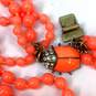 Designer J. Crew Orange Multi-Strand Enamel Clasp Beaded Necklace image number 4