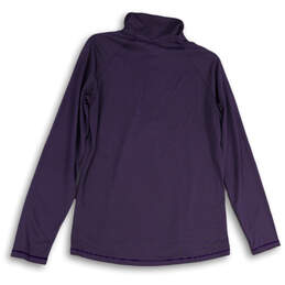 Mens Purple Striped Mock Neck 1/2 Zip Long Sleeve Softball Jacket Size M alternative image