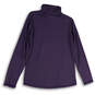 Mens Purple Striped Mock Neck 1/2 Zip Long Sleeve Softball Jacket Size M image number 2