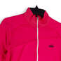 Womens Pink Mock Neck Pockets Half Zip Long Sleeve Activewear Jacket Size M image number 2