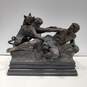 Shepherd with His Dog Fighting a Panther Cast Metal Statue image number 1