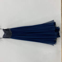 NWT Womens Blue Beaded Strapless Back-Zip Chiffon Maxi Dress Size 00