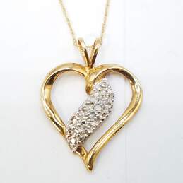 10K Gold Diamond Heart Pendant Necklace 1.6g alternative image